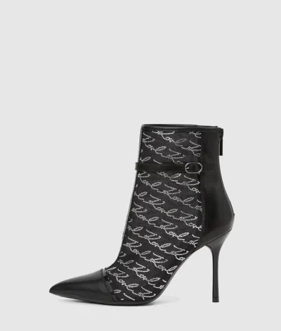 Karl Lagerfeld Signia Sparkle Ankle Boots In Black