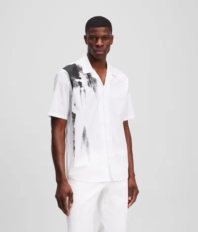 Karl Lagerfeld Silhouette Print Shirt In White