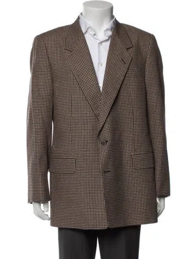 Pre-owned Karl Lagerfeld Silk Houndstooth Print Blazer In Neutrals