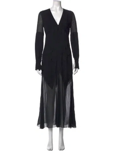 Pre-owned Karl Lagerfeld Silk Long Dress In Black
