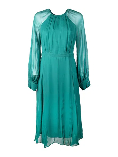 Karl Lagerfeld Silk Midi Dress In Green