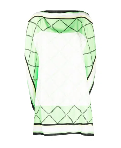 Karl Lagerfeld Silk Scarf Longline Top In White