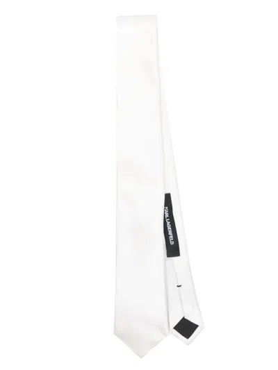 Karl Lagerfeld Silk Tie In White