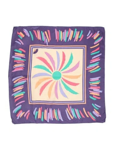 Pre-owned Karl Lagerfeld Silk Vintage Scarf In Purple