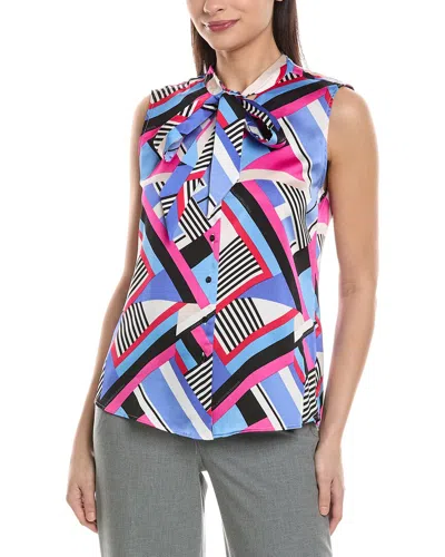 Karl Lagerfeld Silky Crepe Blouse In Blue