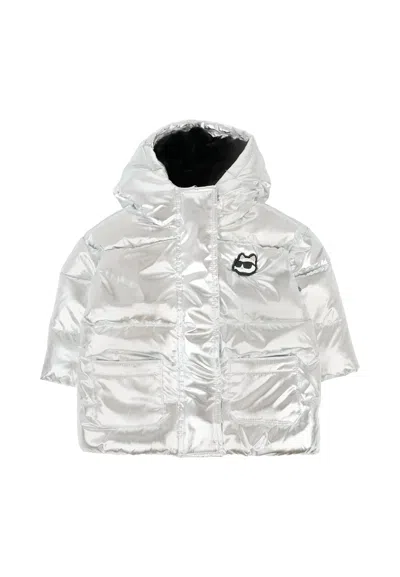 Karl Lagerfeld Silver Down Jack For Baby Girl With Choupette In Multi
