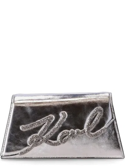 Karl Lagerfeld Silver Logo Shoulder Bag
