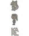 Karl Lagerfeld Silver-tone 3-pc. Set Pave Karl & Choupette Pins In Crystal,silver