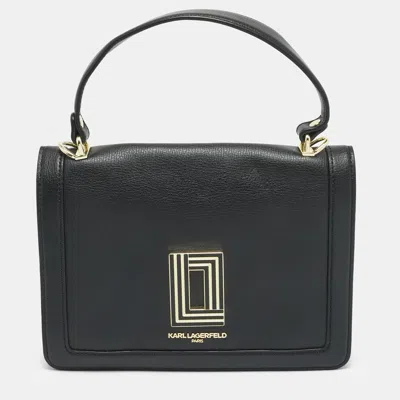 Pre-owned Karl Lagerfeld Simone Black Leather Top Handle Bag