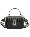 Karl Lagerfeld Simone Karl Leather Small Camera Crossbody In Black Tonal Dots