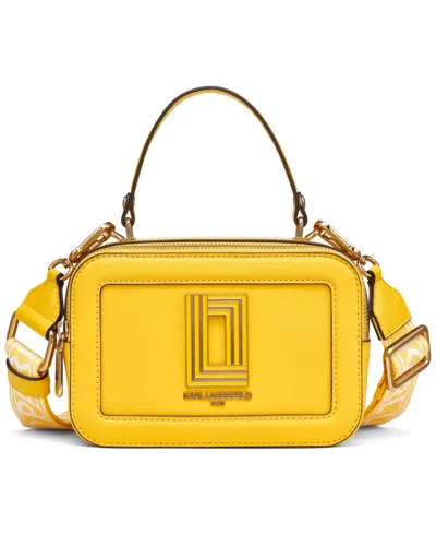 Karl Lagerfeld Simone Leather Small Crossbody Bag In Sunflower