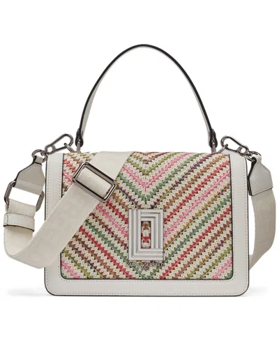 Karl Lagerfeld Paris Simone Chevron Raffia Satchel In Pink