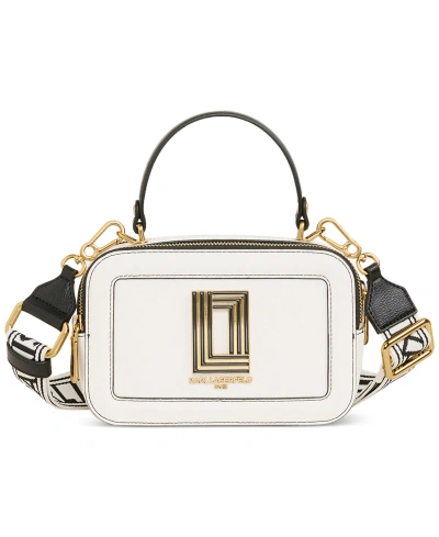 Karl Lagerfeld Simone Small Leather Crossbody In Winter Whi