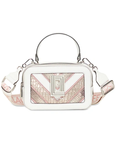 Karl Lagerfeld Simone Small Leather Snake Crossbody In Winter White