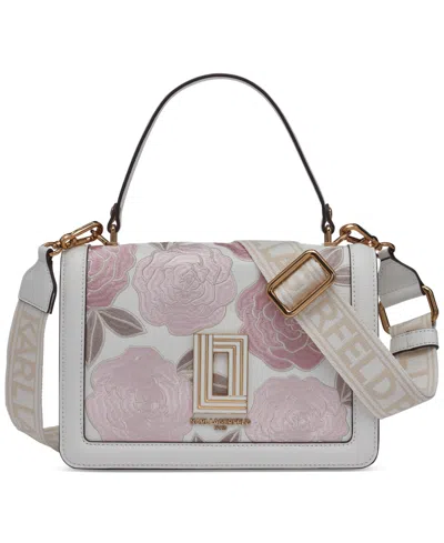 Karl Lagerfeld Simone Top Handle Flap Crossbody In White,pink