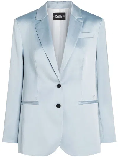 Karl Lagerfeld Single-breasted Satin Blazer In Cashemblue