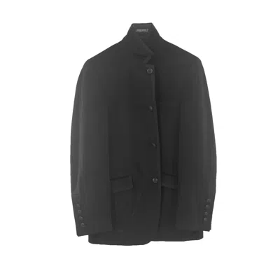 Karl Lagerfeld Single-breasted Stand-neck Casual Coat In Black
