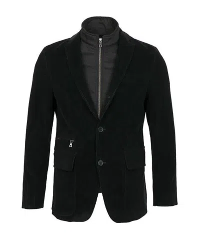 Karl Lagerfeld Single-breasted Zipper Suit Jacket In Black