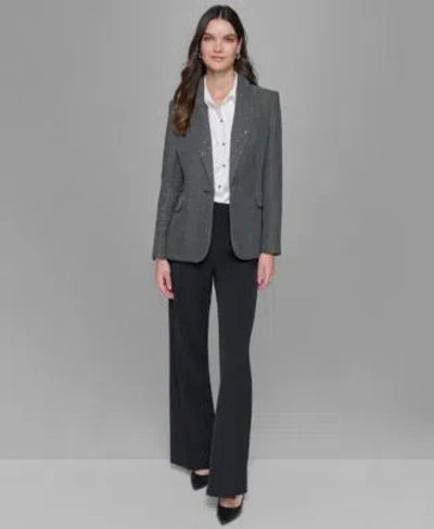 Karl Lagerfeld Single Button Blazer Chiffon Blouse Wide Leg Pants In Black