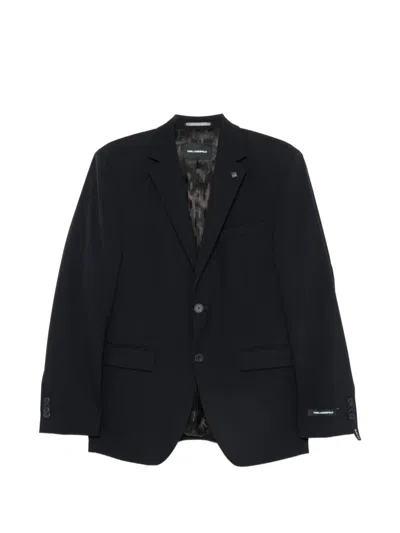 Karl Lagerfeld Single-breasted Buttoned Blazer In Black