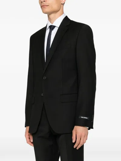 Karl Lagerfeld Single-breasted Buttoned Blazer In Black