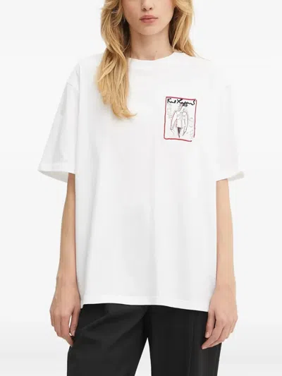 Karl Lagerfeld Sketch-print T-shirt In White
