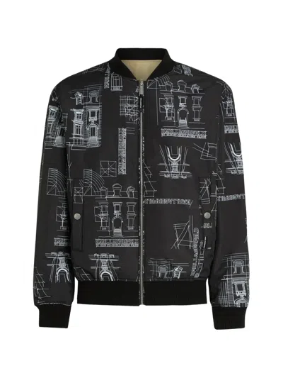 Karl Lagerfeld Sketch-print Reversible Bomber Jacket In Blue