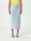Karl Lagerfeld Karl Signature Satin Midi Skirt In Gnawed Blue
