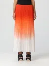 Karl Lagerfeld Red Gradient Pleated Ombre Maxi Skirt In Red