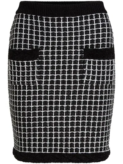 Karl Lagerfeld Bouclé Two-pocket Pencil Skirt In Black