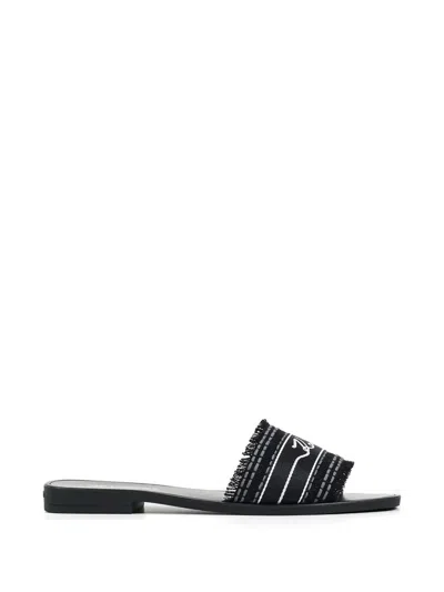 Karl Lagerfeld Skoot Iii Fringed Sandals In Black