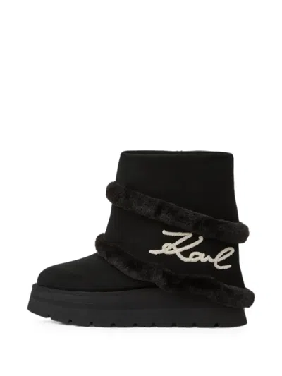 Karl Lagerfeld Skylar Fold-down Mid Boots In Black