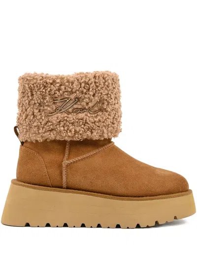 Karl Lagerfeld Skylar Logo Platform Boots In Brown