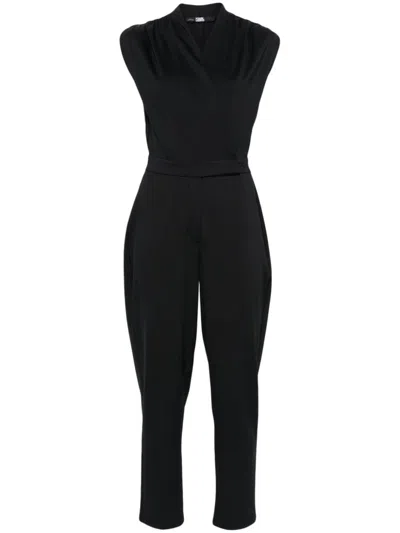 Karl Lagerfeld Sleek And Sexy Jumpsuit For Women In Bold Black Color In Gray