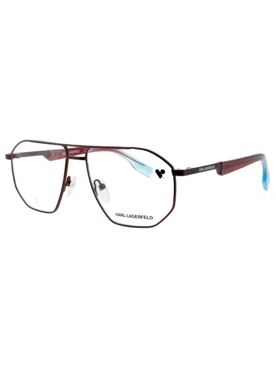 Karl Lagerfeld Sleek Metal Eyeglasses Kl353 For Unisex In Burgundy