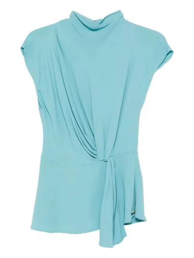 Karl Lagerfeld Sleeve Knot Blouse In Blue