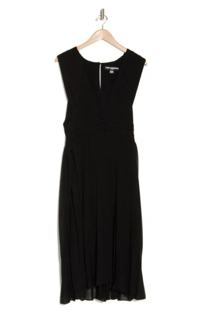 Karl Lagerfeld Sleeveless Chiffon Midi Dress In Black