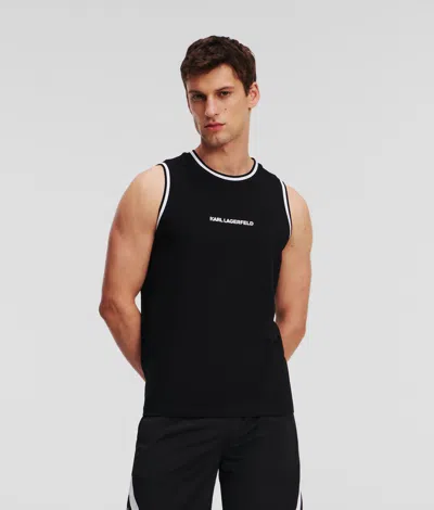 Karl Lagerfeld Sleeveless Crew Neck T-shirt In Black