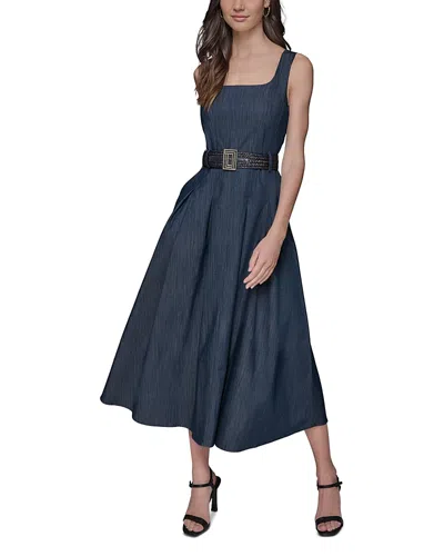 Karl Lagerfeld Sleeveless Denim Midi Dress In Blue