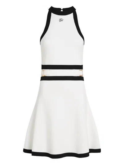 Karl Lagerfeld Karl Dna Belted Knit Dress In White