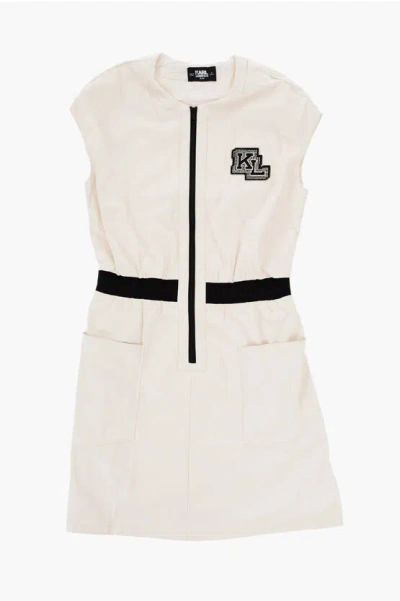 Karl Lagerfeld Sleeveless Faux Leather Dress With Zip Closure In Pink