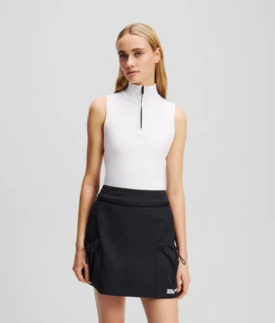 Karl Lagerfeld Sleeveless Knitted Top In Metallic