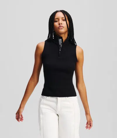 Karl Lagerfeld Sleeveless Knitted Top In Black