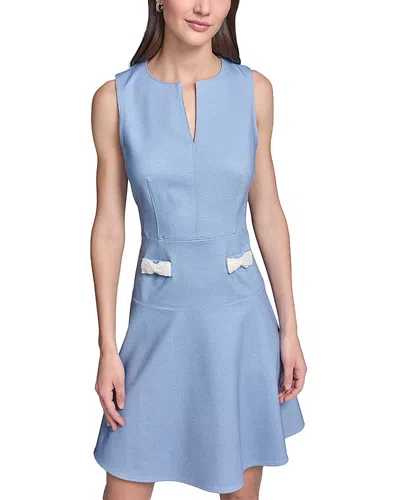 Karl Lagerfeld Sleeveless Pearl Bow Pocket Fit And Flare Dress In Multi