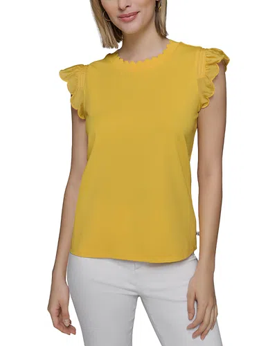 Karl Lagerfeld Sleeveless Ruffled Top In Daffodil