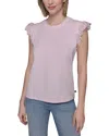 Karl Lagerfeld Sleeveless Ruffled Top In Parfait