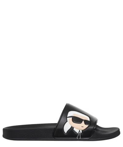 Karl Lagerfeld Ikonik Nft Pool Slides In Black