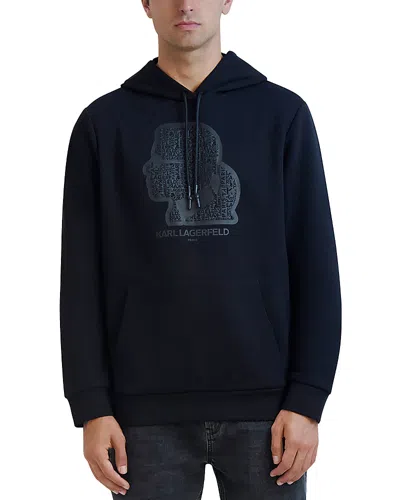 Karl Lagerfeld Slim Fit Cameo Logo Graphic Hoodie In Black