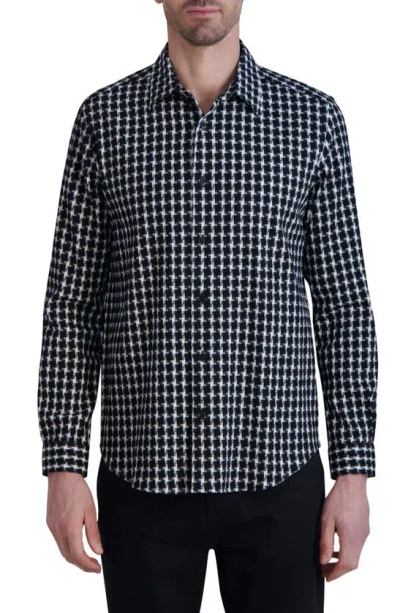 Karl Lagerfeld Slim Fit Check Cotton Button-up Shirt In White Black