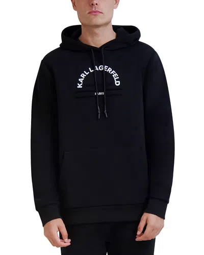 Karl Lagerfeld Slim Fit Curved Logo Hoodie In Black